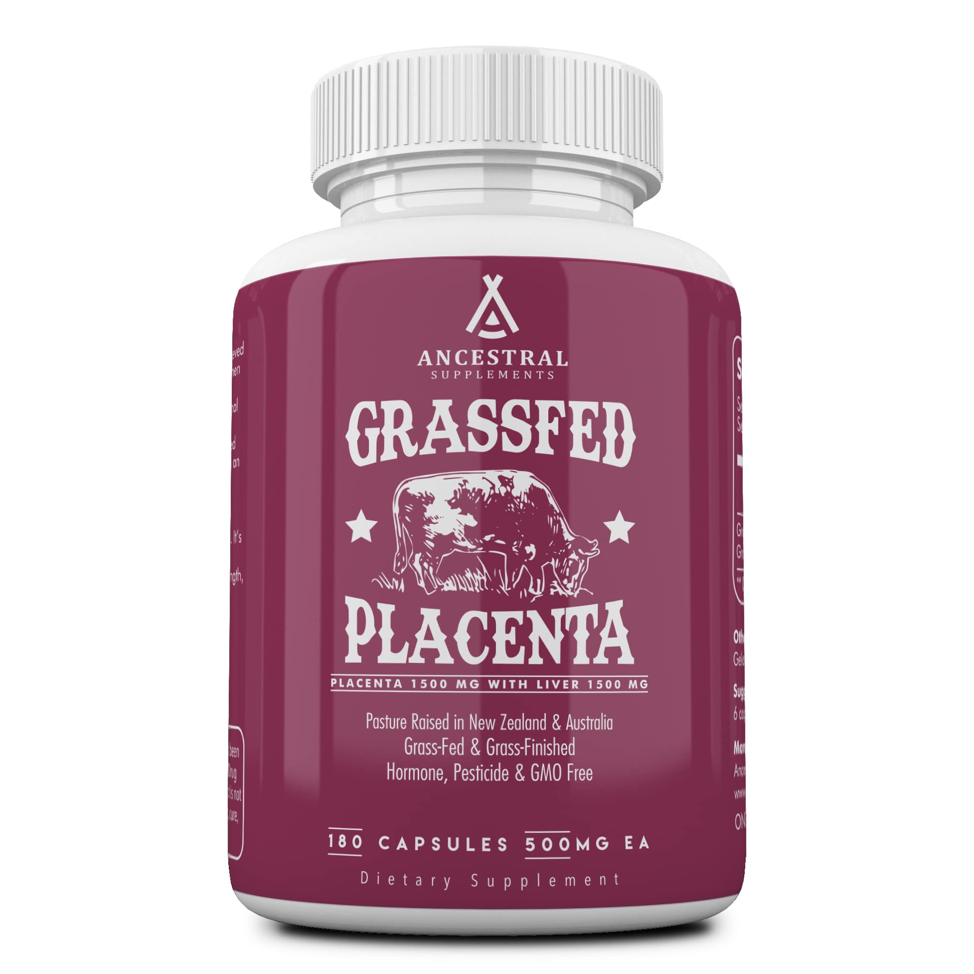 Bottle of Ancestral Placenta with Liver, 180 capsules