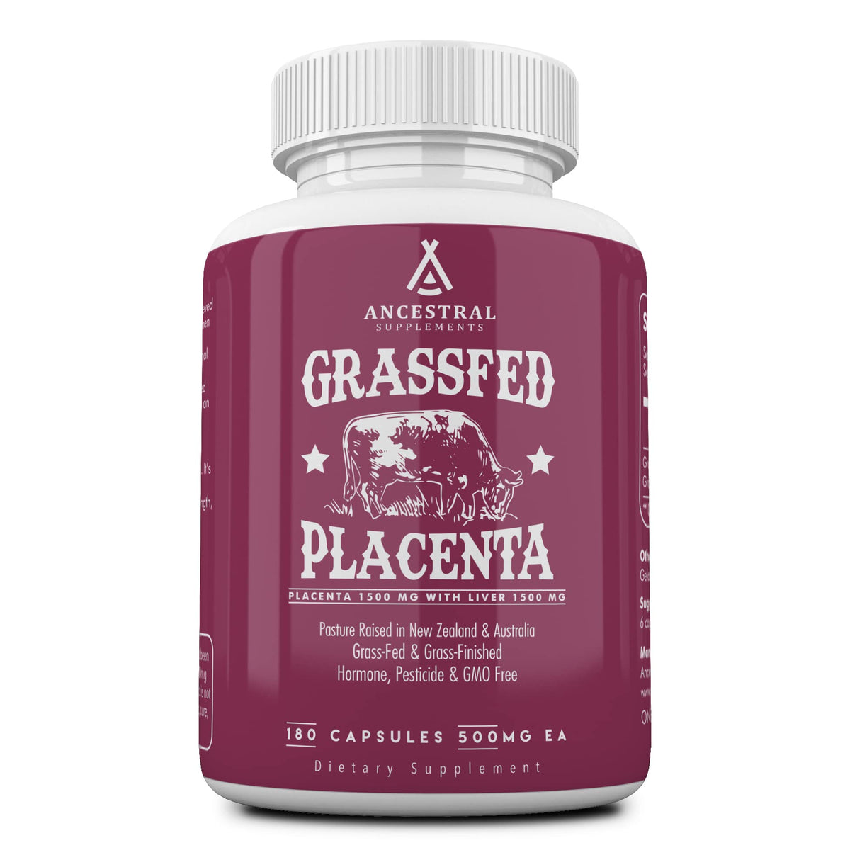 Bottle of Ancestral Placenta with Liver, 180 capsules