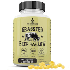 Bottle of Ancestral Supplements Grass Fed Beef Tallow Capsules 3000mg