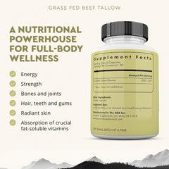 Close-up of grass-fed beef tallow capsules