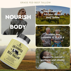 Beef tallow capsules label close-up