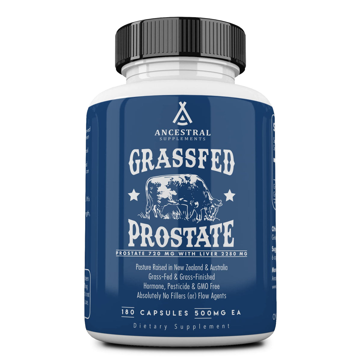 Bottle of Ancestral Supplements Grass Fed Beef Prostate with Liver, 180 capsules