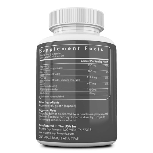 Close-up of mineral capsules from Ancestral Supplements