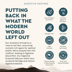 Ancestral Supplements Non-GMO ingredients from pasture-raised cattle.