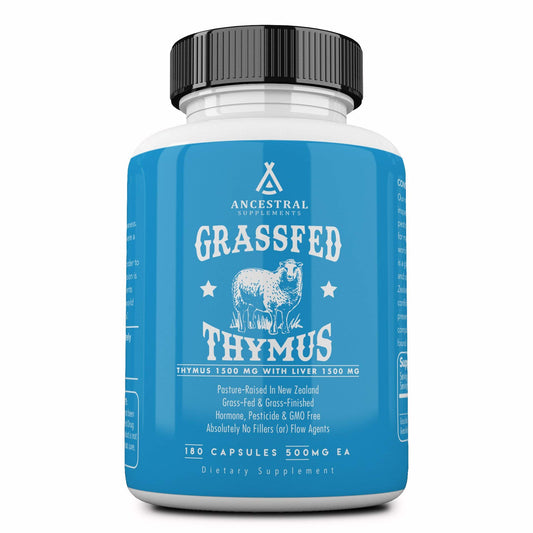 Ancestral Supplements ovine thymus glandular bottle image for immune support and energy