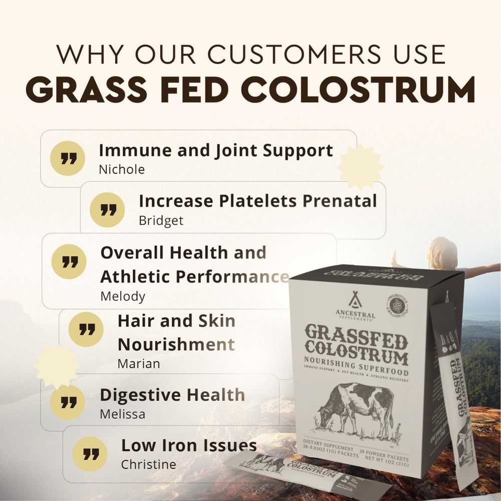 Colostrum packets in a gym bag for on-the-go use.