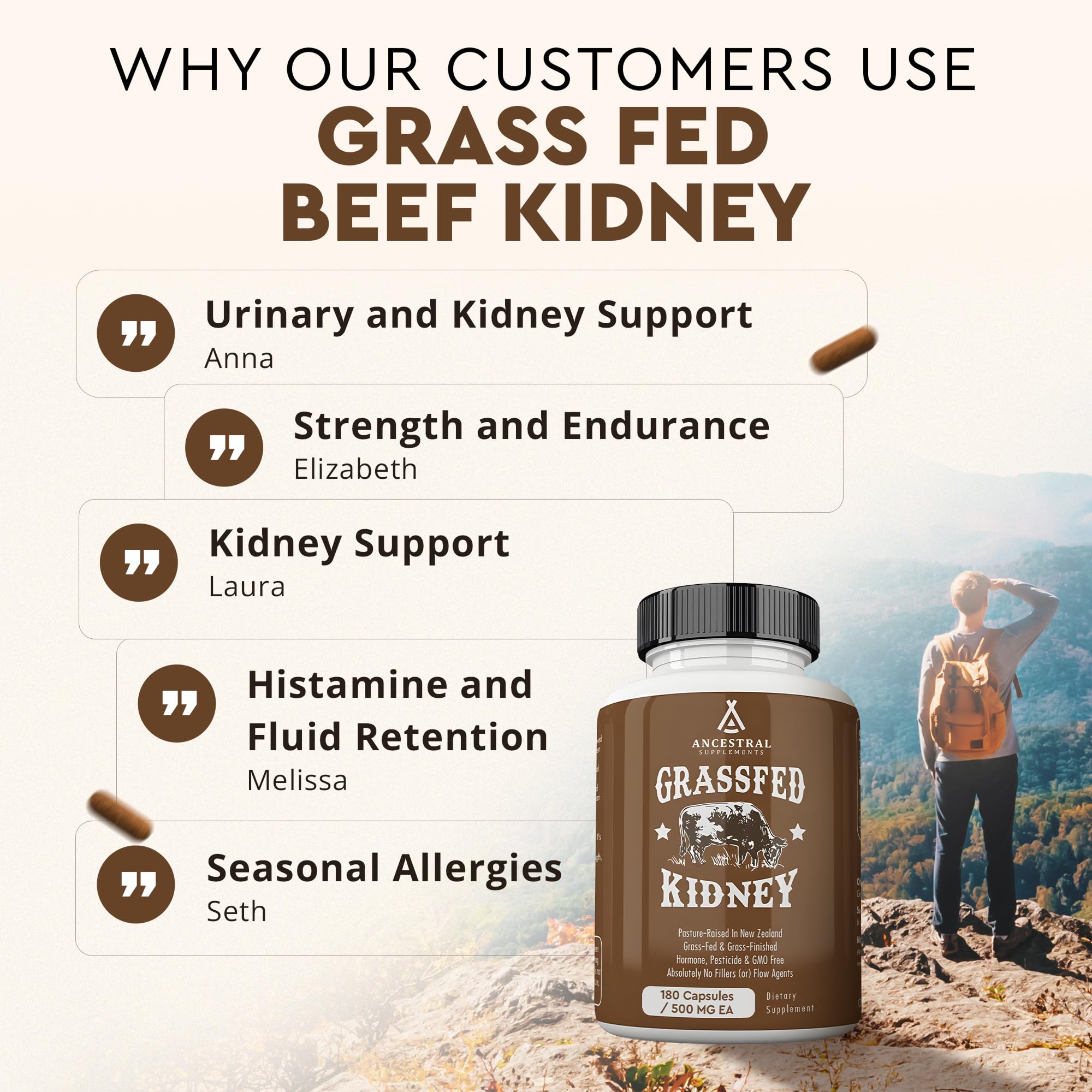 Ancestral Supplements small-batch kidney health label signaling purity and care.
