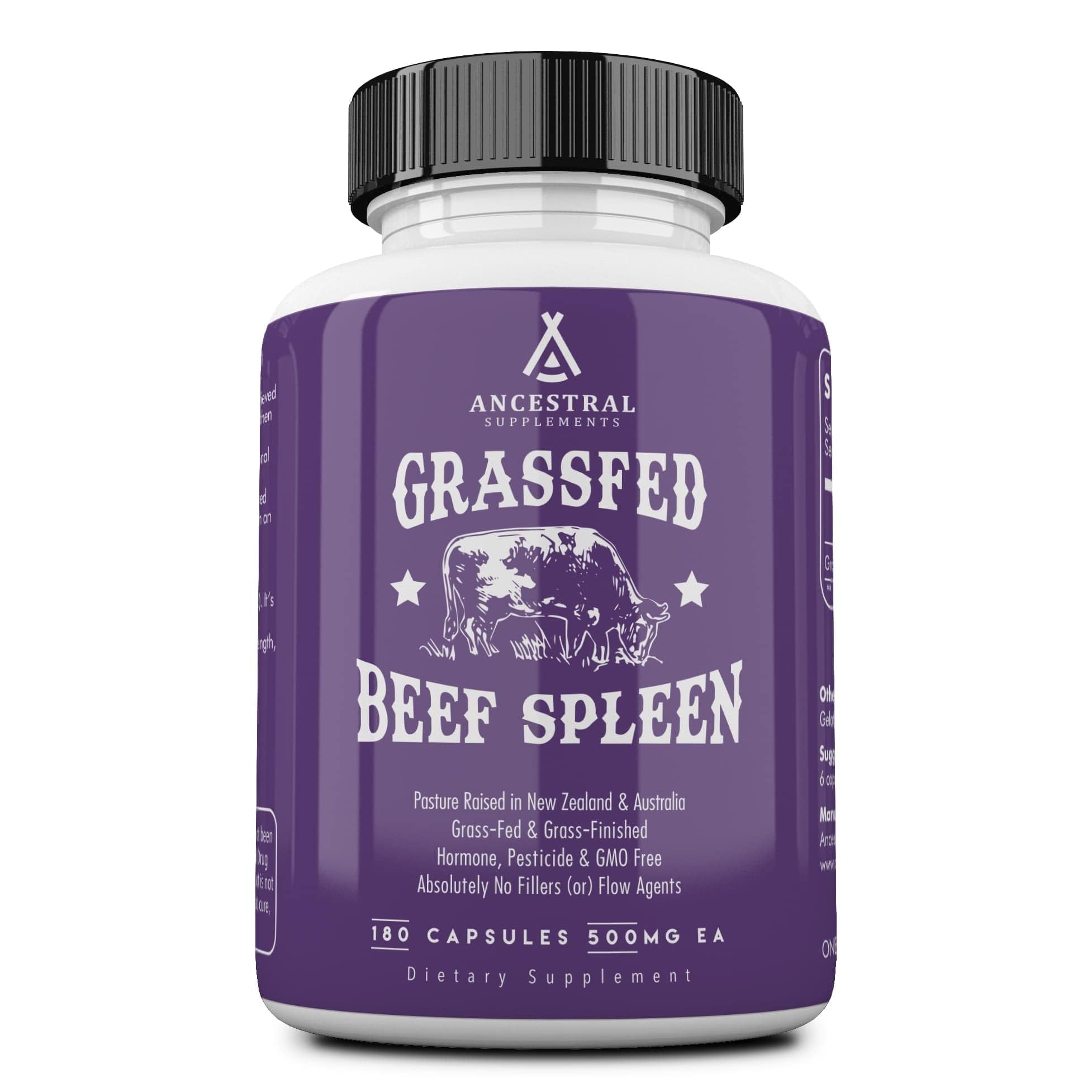 Bottle of Ancestral Supplements Grass Fed Beef Spleen Supplement