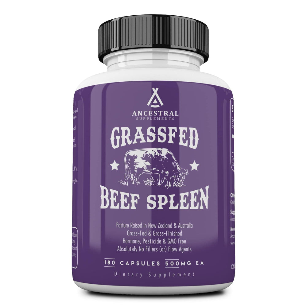 Bottle of Ancestral Supplements Grass Fed Beef Spleen Supplement