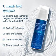 Ancient Minerals Magnesium Lotion Ultra fragrance-free formula on skin for daily comfort.