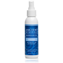 Front view of Ancient Minerals Magnesium Oil Spray Sensitive 4oz bottle
