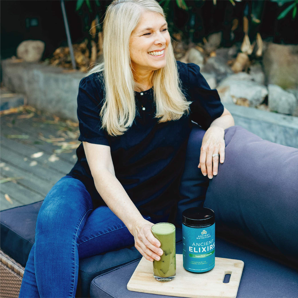 Ancient Elixirs Matcha ingredients label highlighting keto-friendly components.