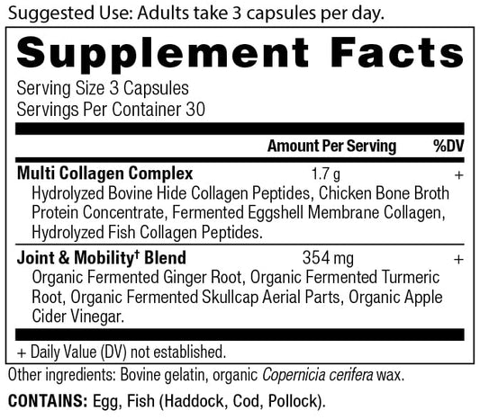 Close-up of Multi Collagen capsules in bottle