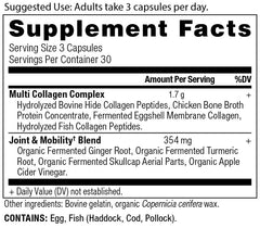 Ancient Nutrition collagen pills capsules closeup highlighting clean ingredients for joint comfort.