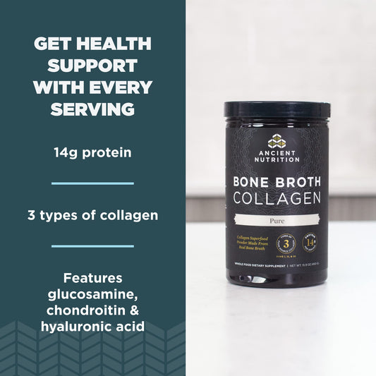 Bottle of Ancient Nutrition Bone Broth Collagen Powder