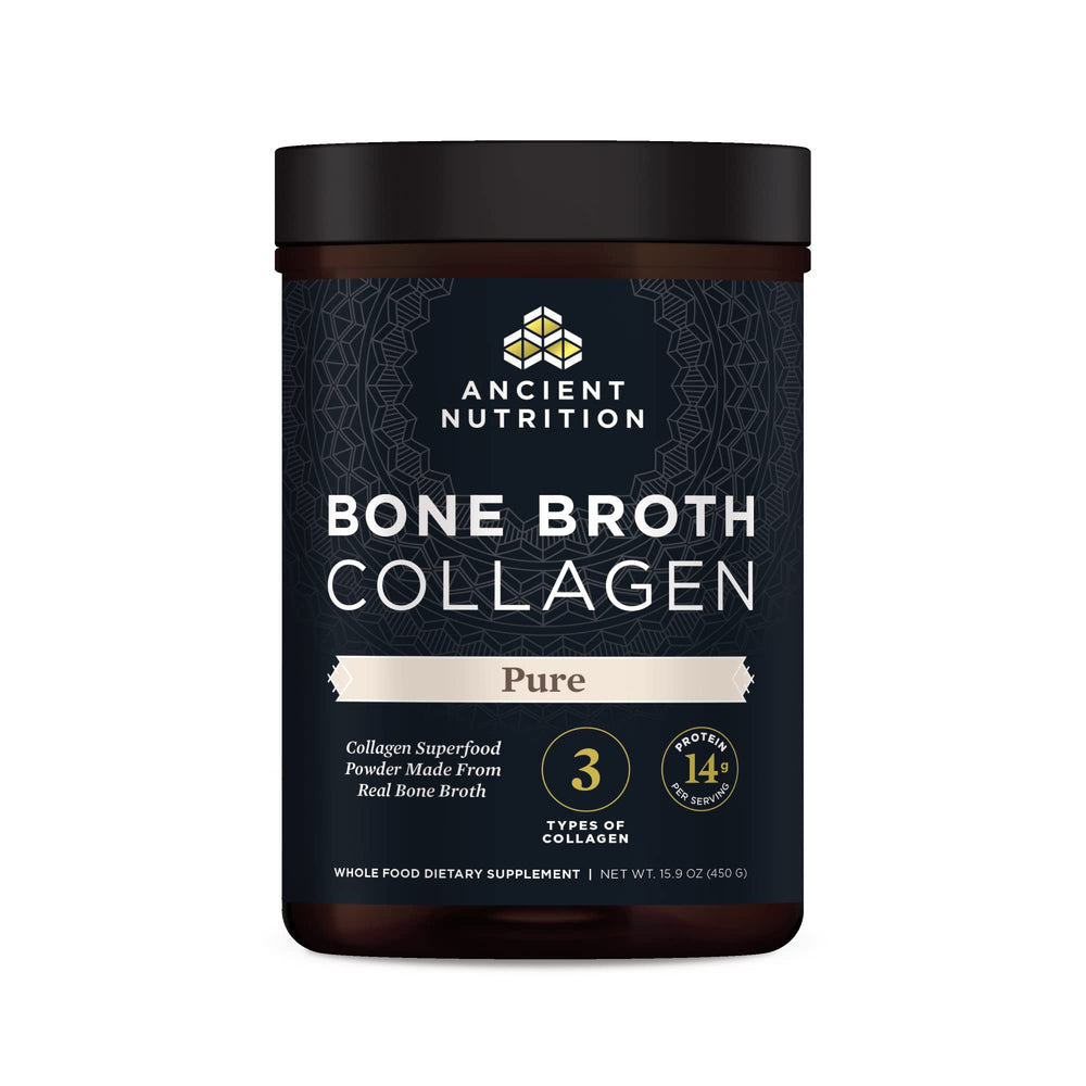 Front label of Ancient Nutrition Bone Broth Collagen Powder 15.9oz