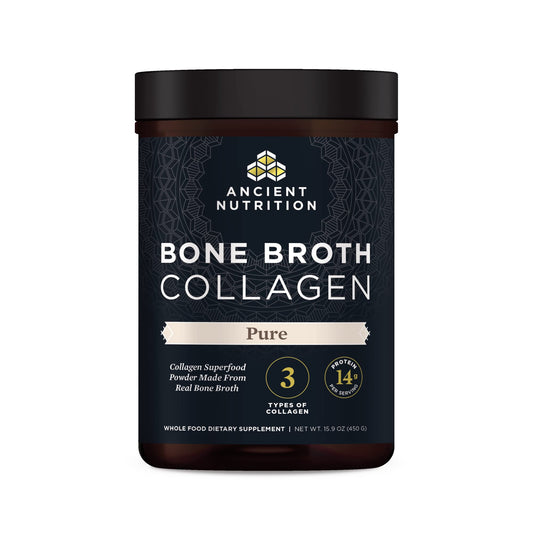 Front label of Ancient Nutrition Bone Broth Collagen Powder 15.9oz