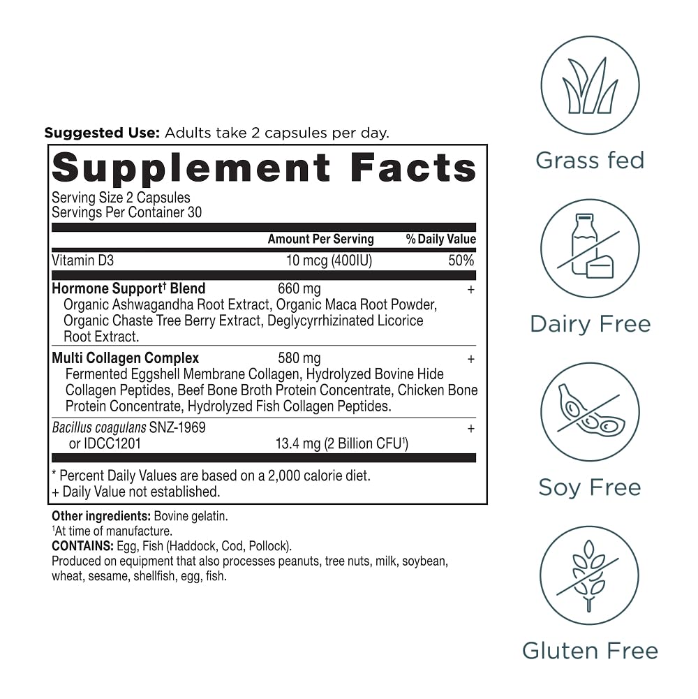 Ancient Nutrition collagen blend with ten types supports hair, skin, nails and joints.