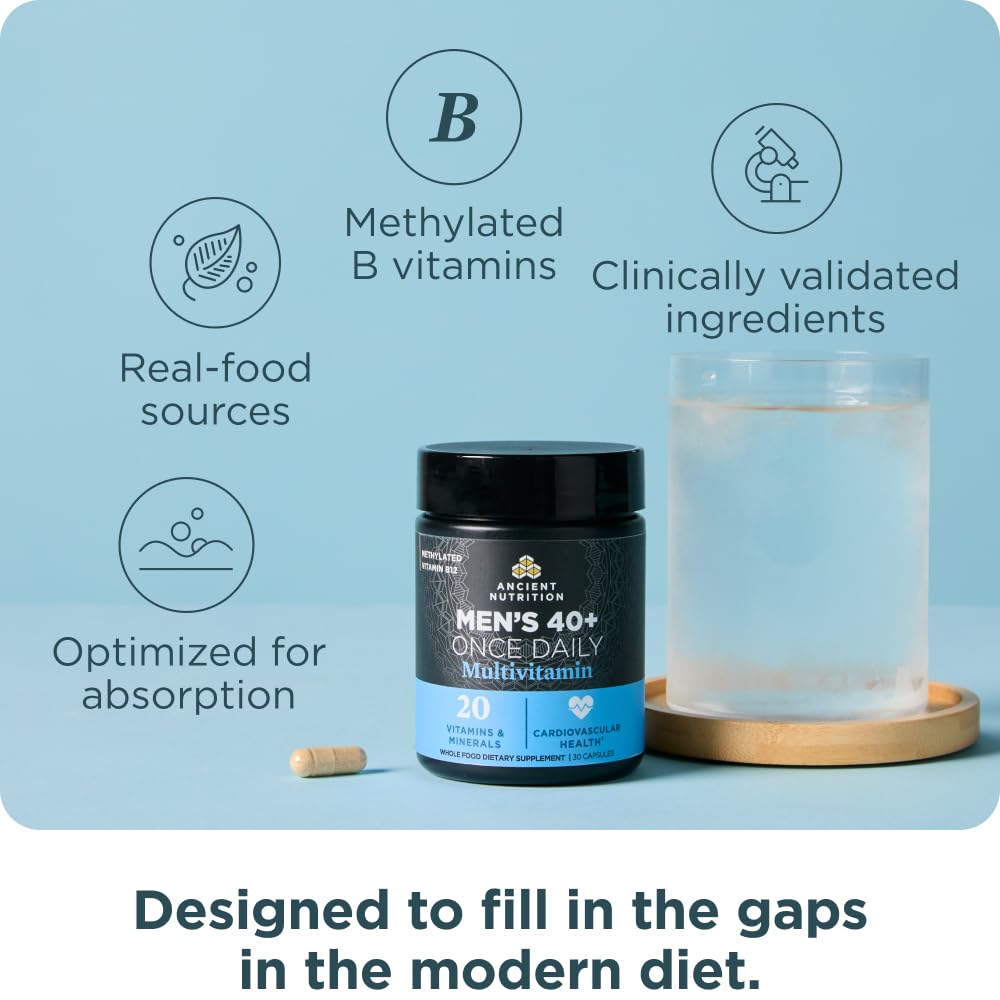 Graphic highlighting immune support and cognitive health benefits for men over 40