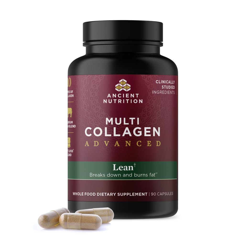Bottle of Ancient Nutrition Multi Collagen Advanced Lean with Probiotics 90-count