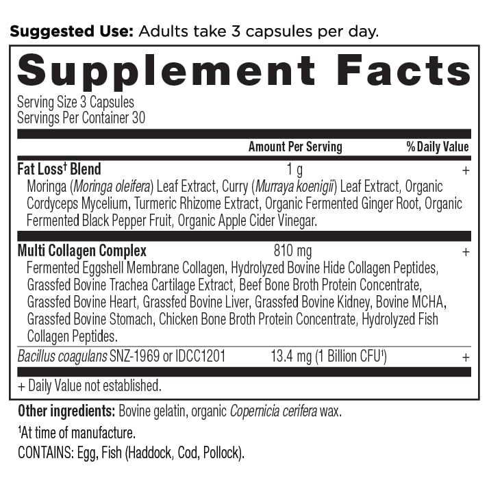 Nutrition facts label on the bottle with 90-count