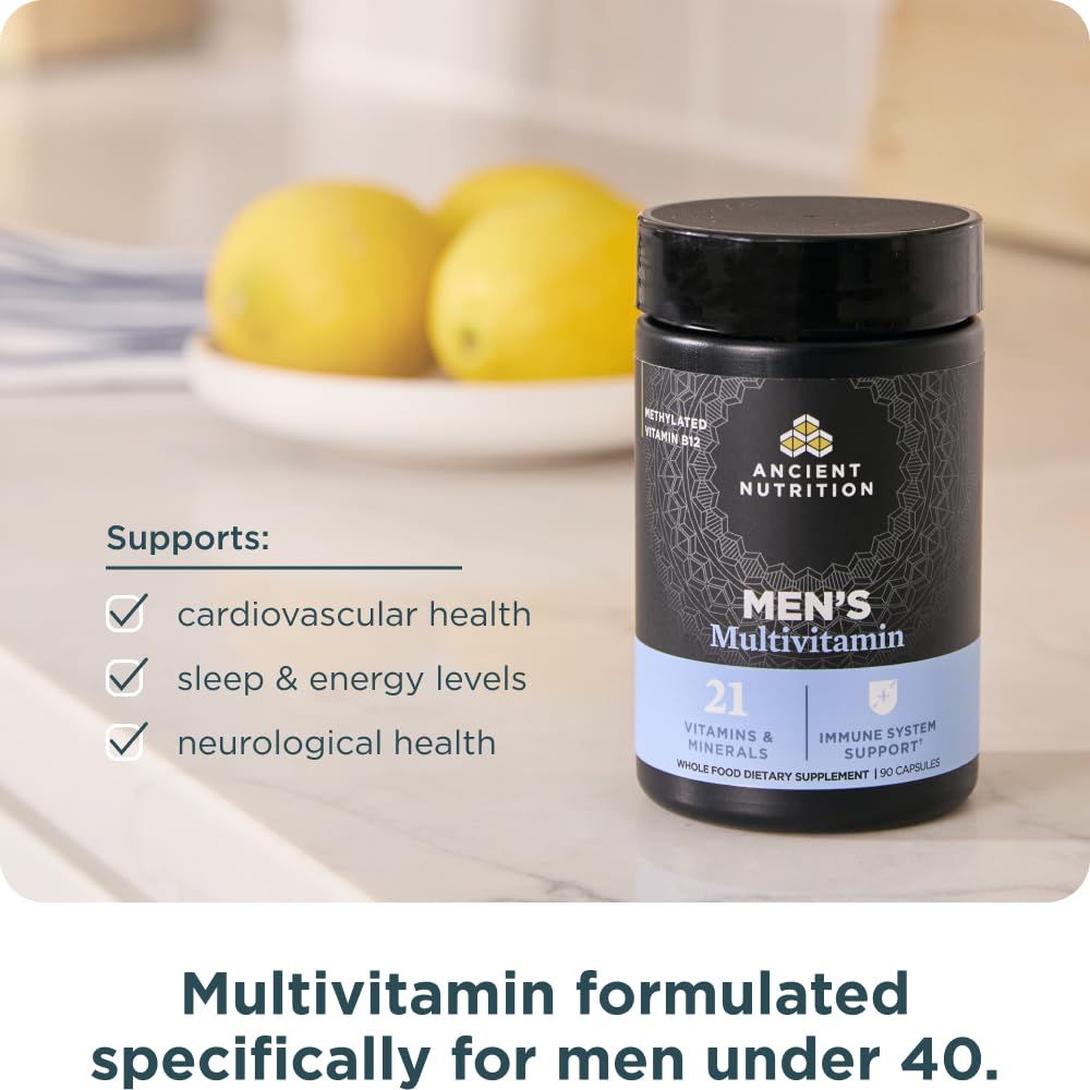 Ancient Nutrition Multivitamin for Men ingredients fenugreek highlighting traditional blend