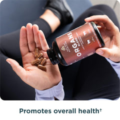 Ancient Nutrition Organ Supplements Argentine grass-fed organs on packaging close-up.