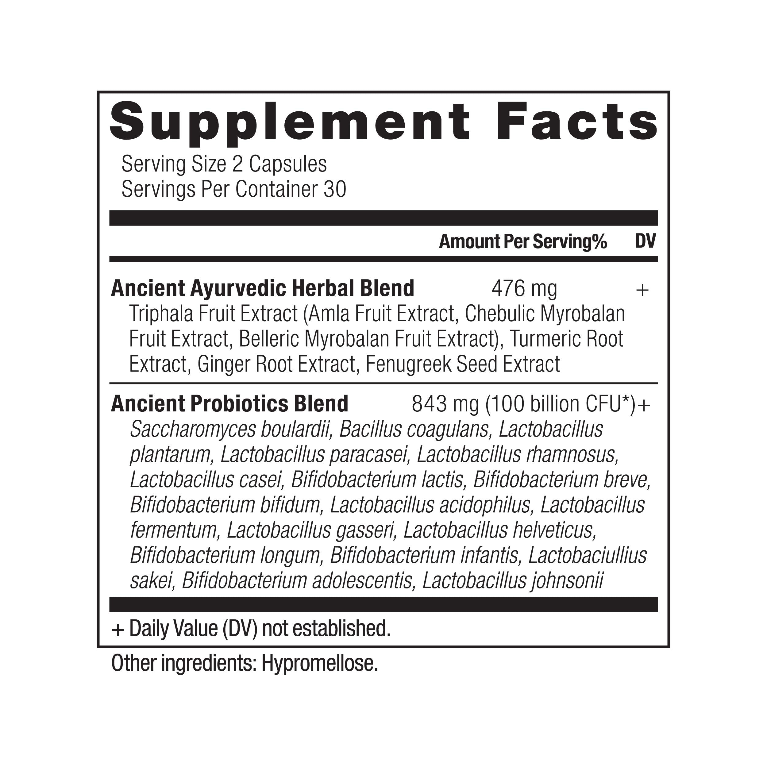 Probiotic bottle showcasing 18 strains for digestive support
