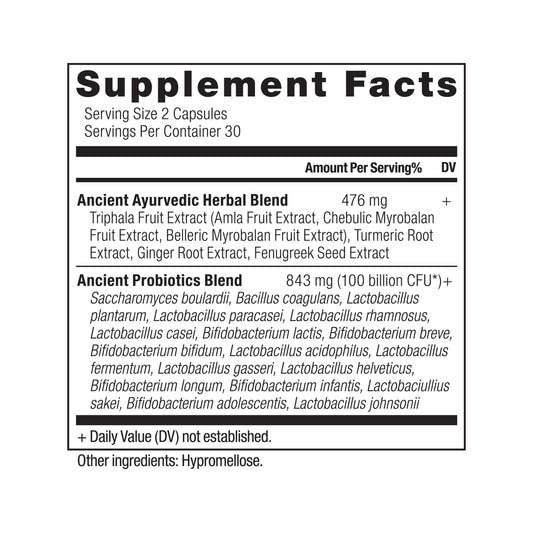 Probiotic bottle showcasing 18 strains for digestive support