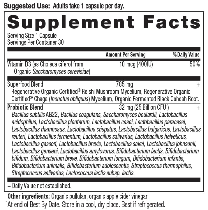 Product label details for Probiotics Women 50+ once daily