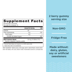 Berry flavored probiotic gummies close-up