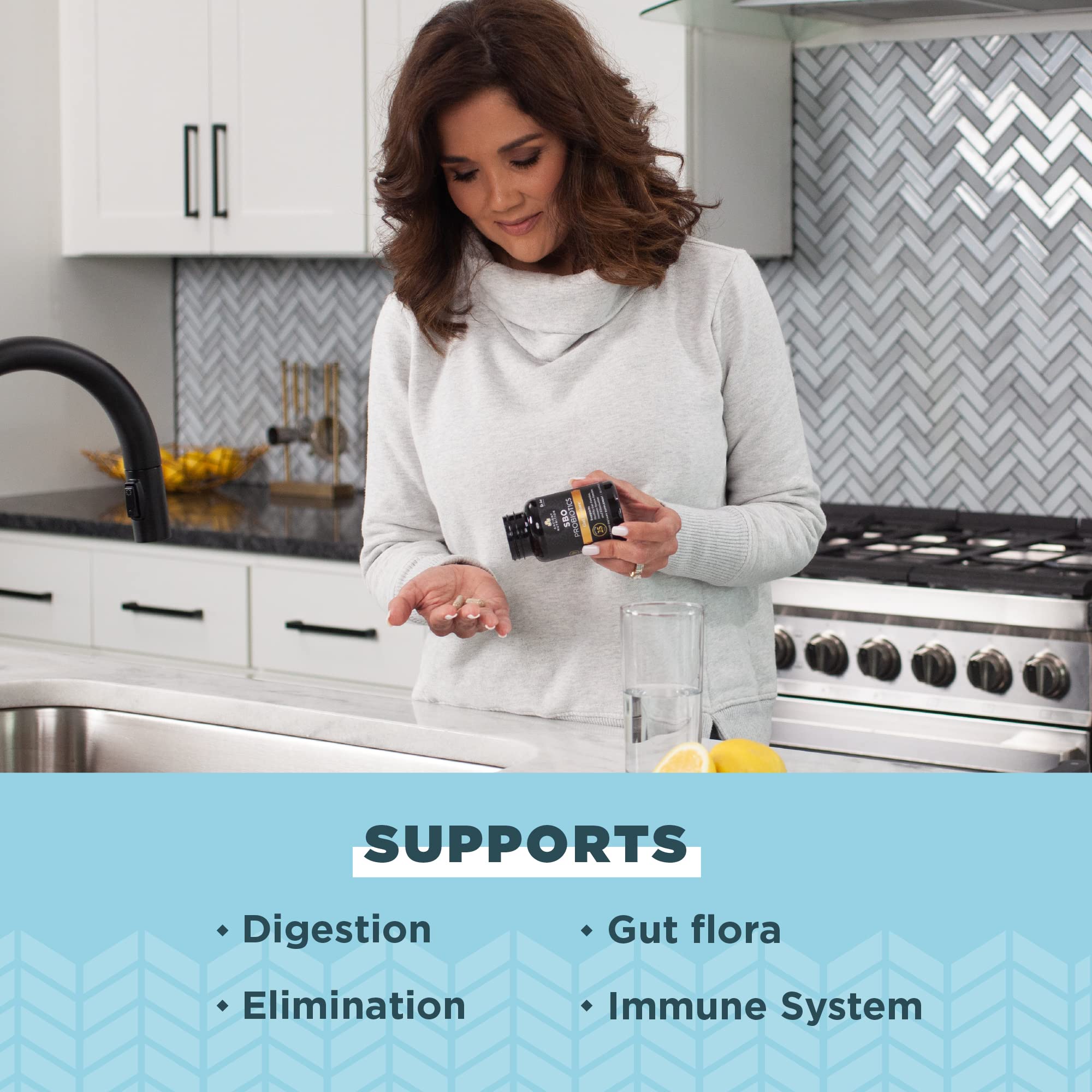 Close-up of SBO Gut Restore capsules