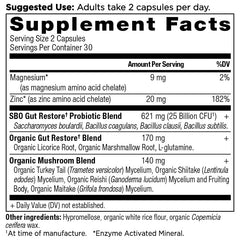 SBO Probiotics Gut Restore ingredients and blend