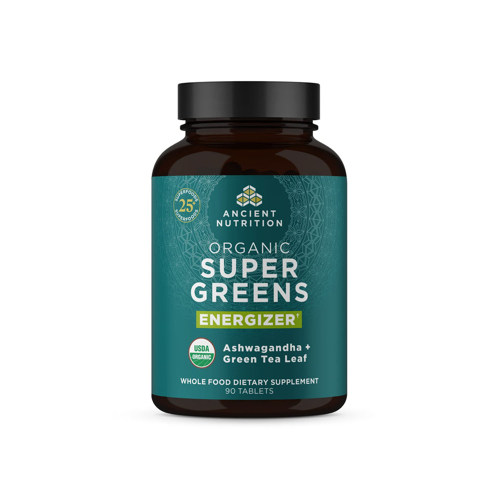 Ancient Nutrition Supergreens Energizer Tablets bottle – front view