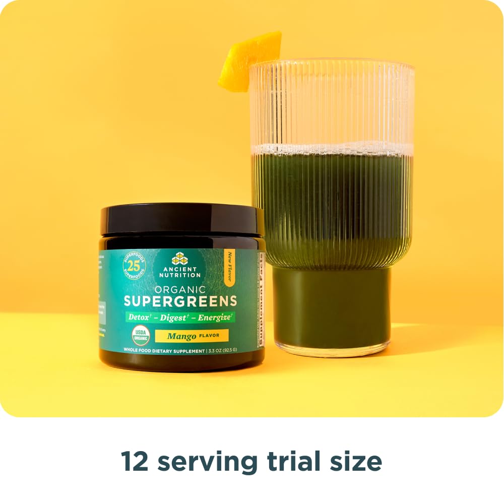 Greens imagery showing kale, spinach, and spirulina