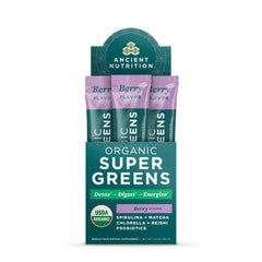 Ancient Nutrition SuperGreens Probiotics Organic Berry flavor packaging
