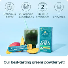 16-stick packs of Ancient Nutrition SuperGreens powder with probiotics