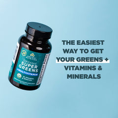Ancient Nutrition Supergreens ingredients illustration hints at real fruits and greens