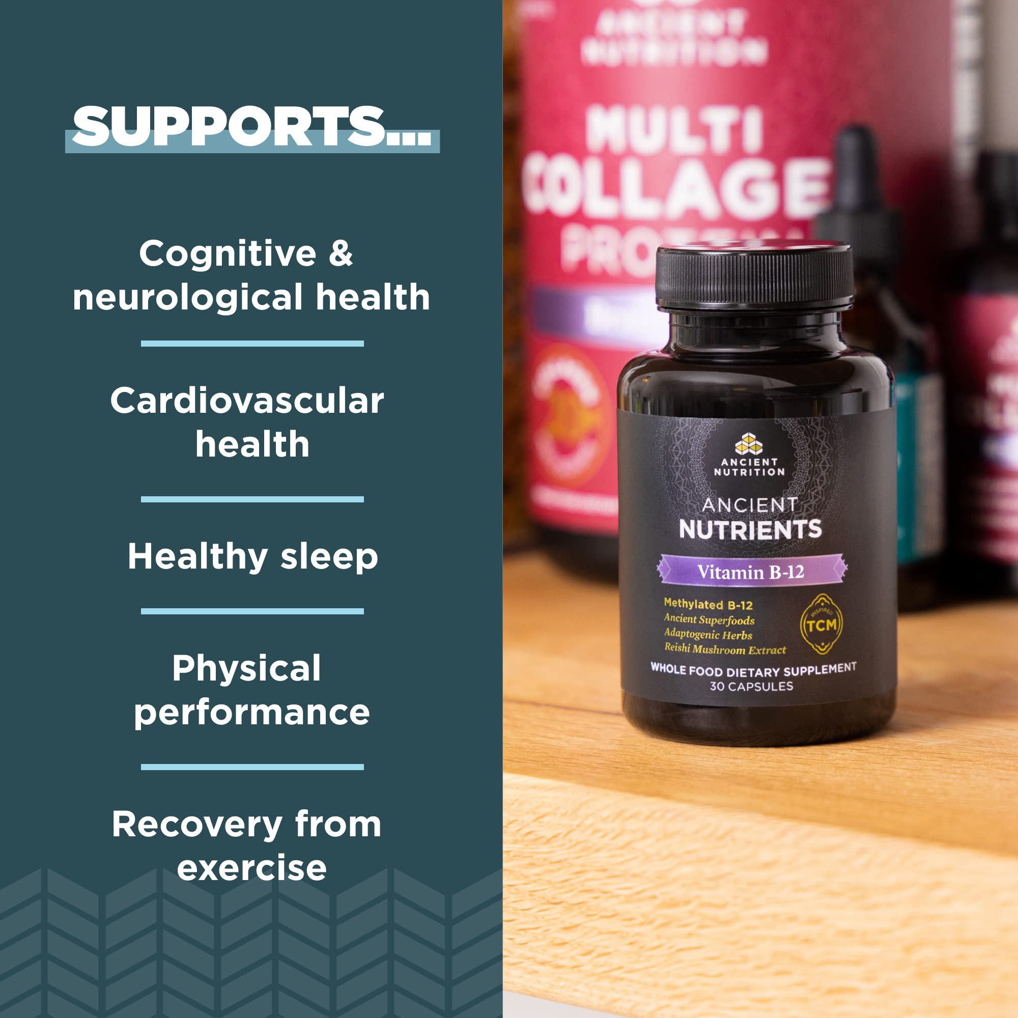 Supplement bottle with label details
