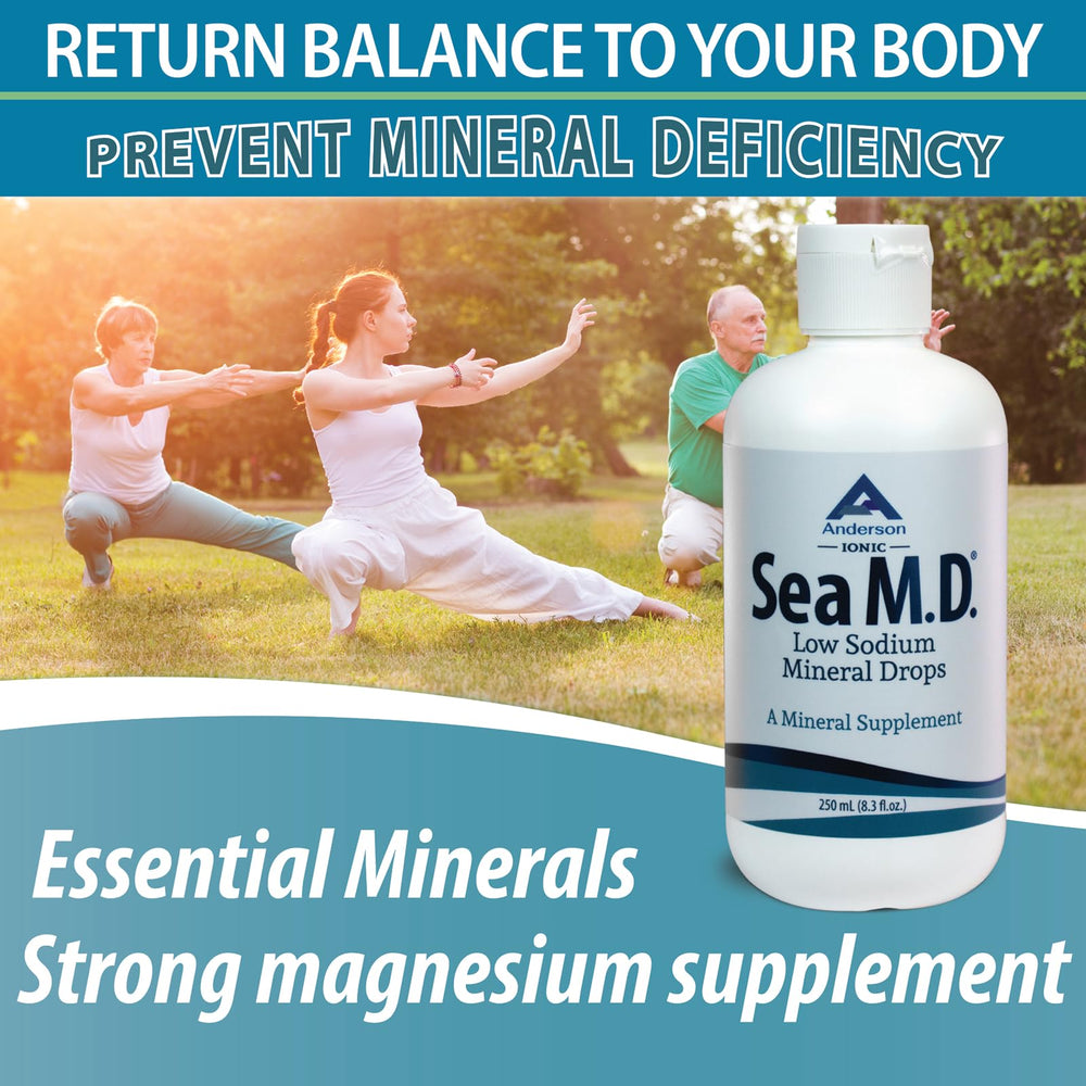 Anderson Sea M.D. drops bottle displayed with dropper on white background