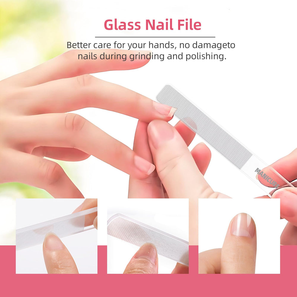 Andrea nano glass nail file with tempered surface for smoother nails.