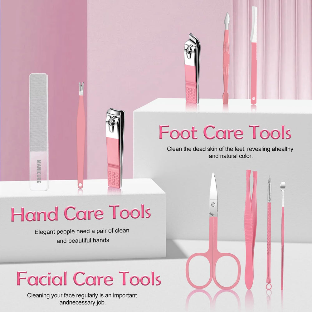 Andrea 10-in-1 set includes hand, facial, and foot care tools.