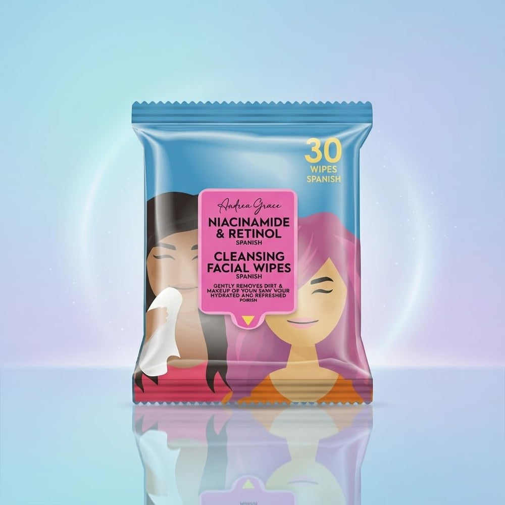 Andrea Grace face wipes texture close-up illustrating soft, gentle cloth for sensitive skin.