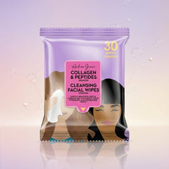Andrea Grace face wipes travel pack close-up showing resealable packaging for on-the-go cleansing.