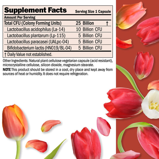 Back label of Andrew Lessman Friendly Flora Probiotic bottle