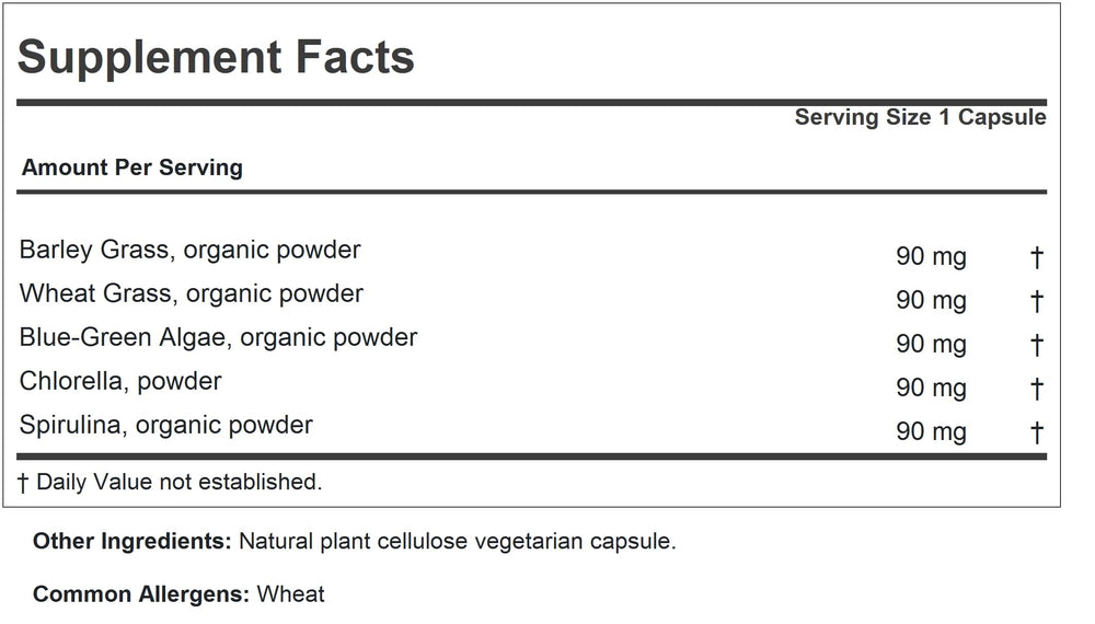 Capsules of Green Foods Complex
