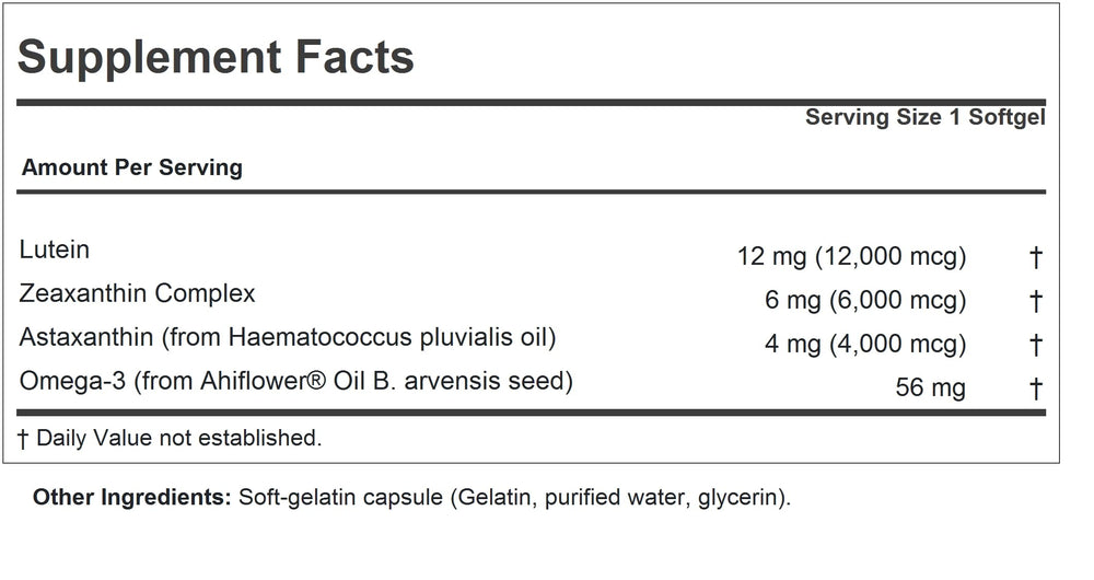 Close-up of Lutein, Zeaxanthin and Astaxanthin capsules