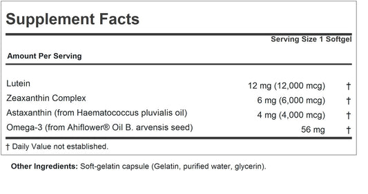 Close-up of Lutein, Zeaxanthin and Astaxanthin capsules