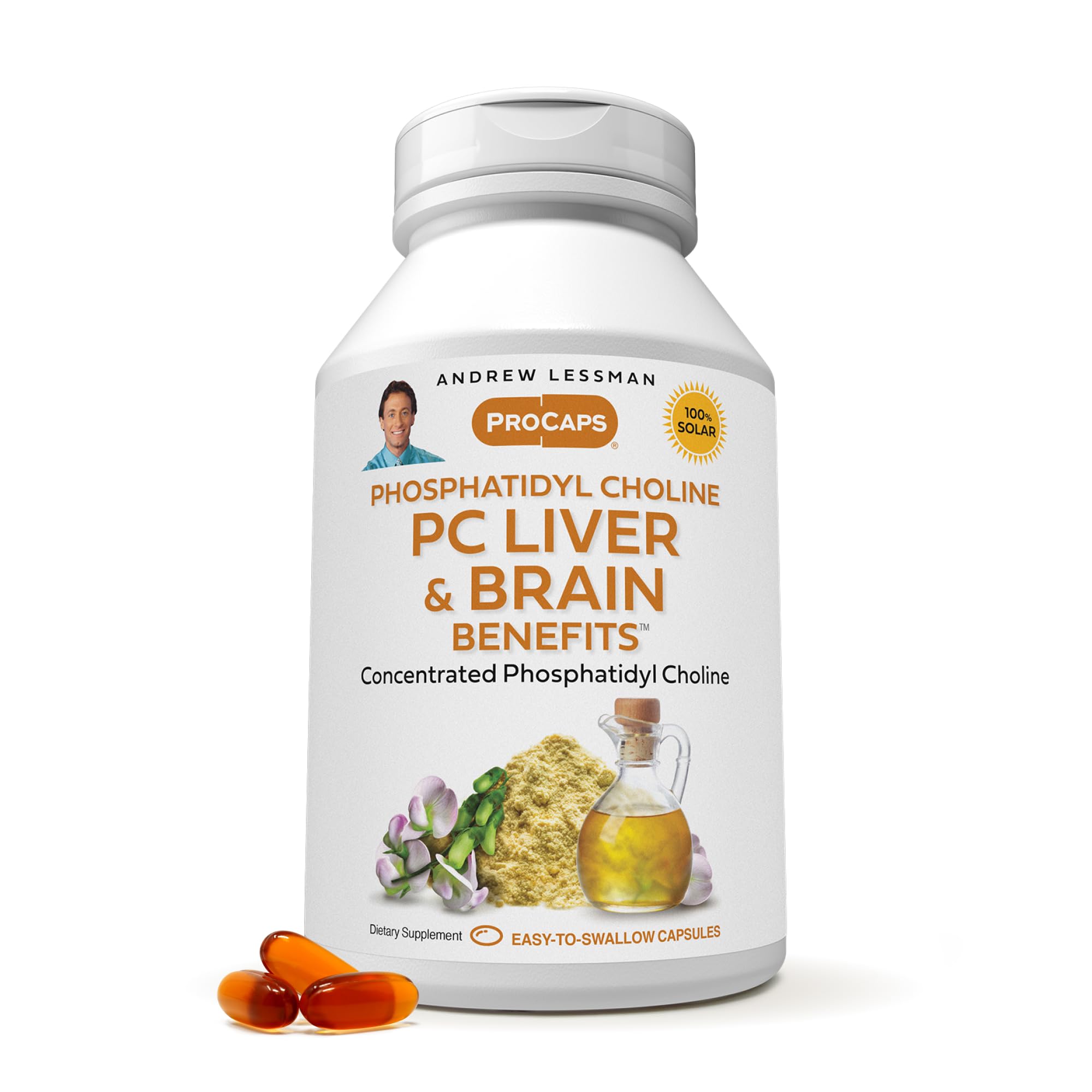 Andrew Lessman PC Liver and Brain Softgels bottle highlighting brain and liver support
