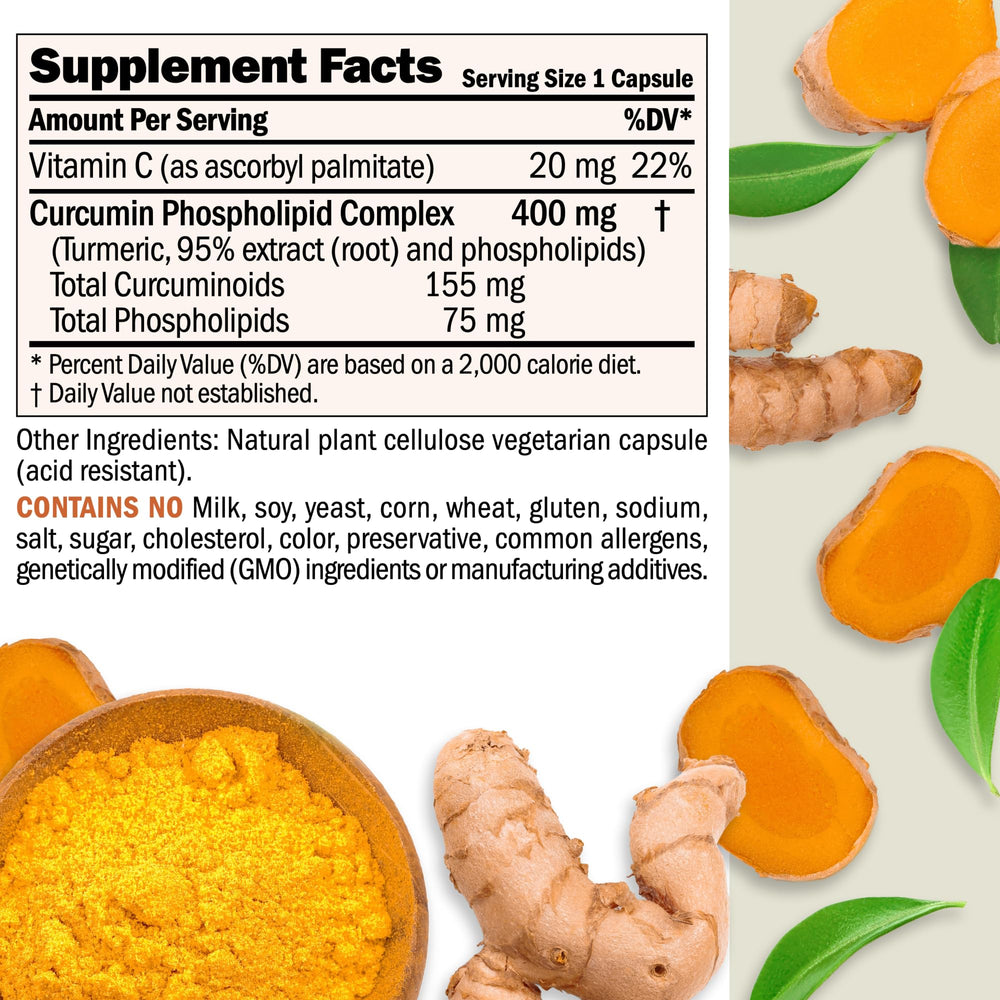 Label highlighting 95% curcuminoids and phospholipid complex